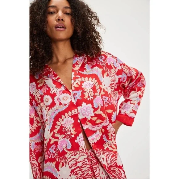 Free People Red Floral Pajama Set - Picture 3 of 11